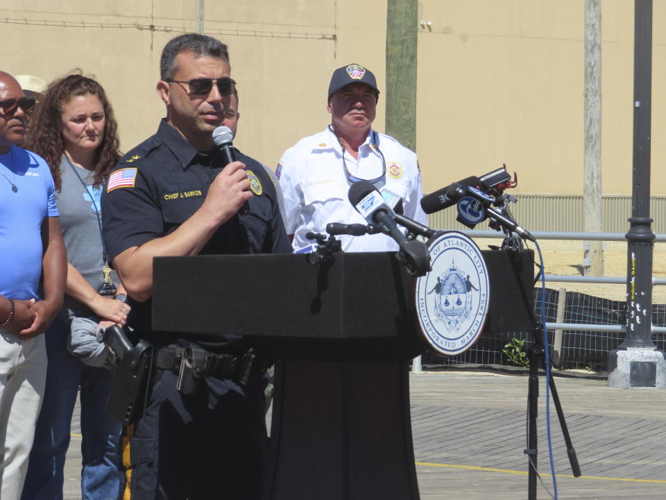 Police Chief James Sarkos, of Atlantic City N.J., speaks at a news conference on Monday, July 1, 2024. (AP Photo/Wayne Parry)