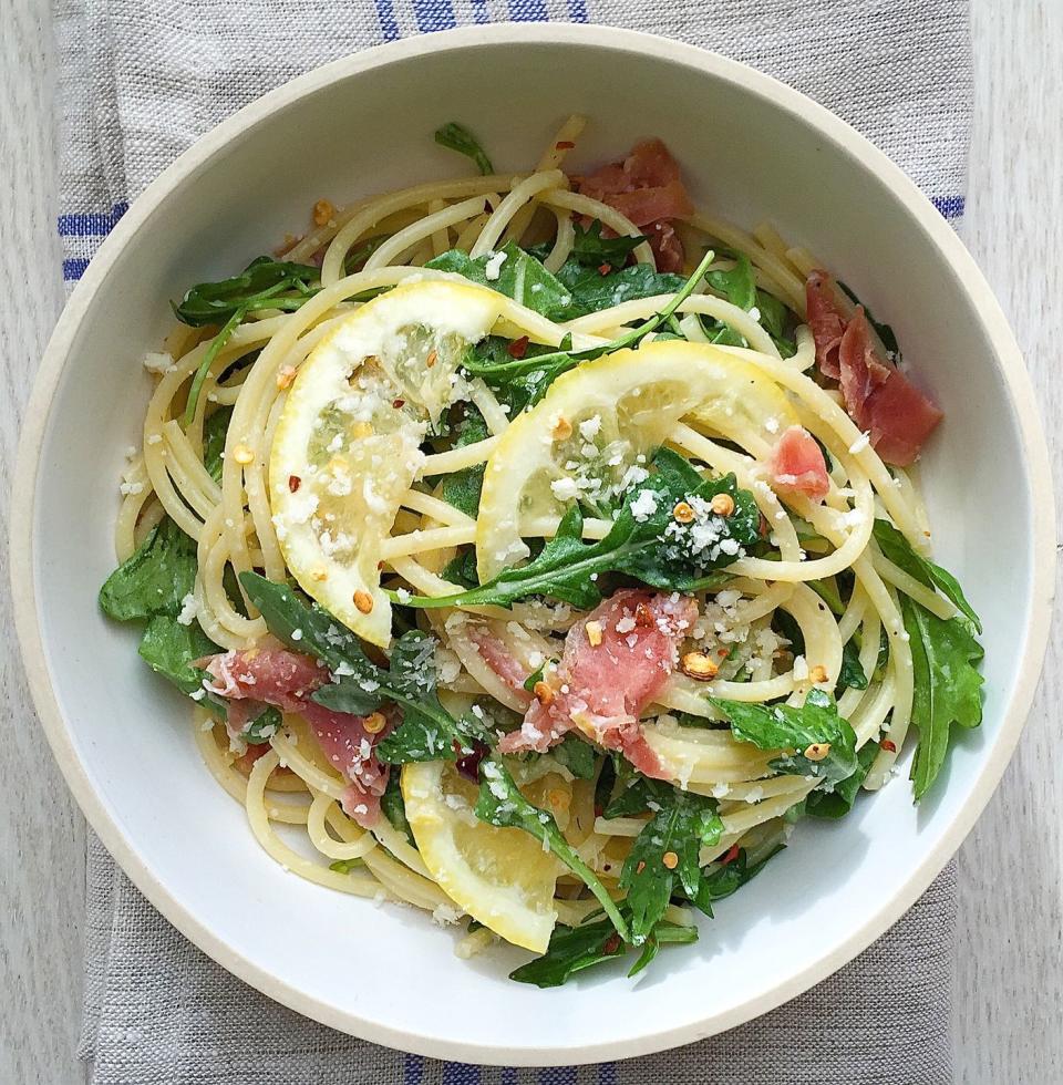 Spaghetti with Lemon, Arugula, and Prosciutto