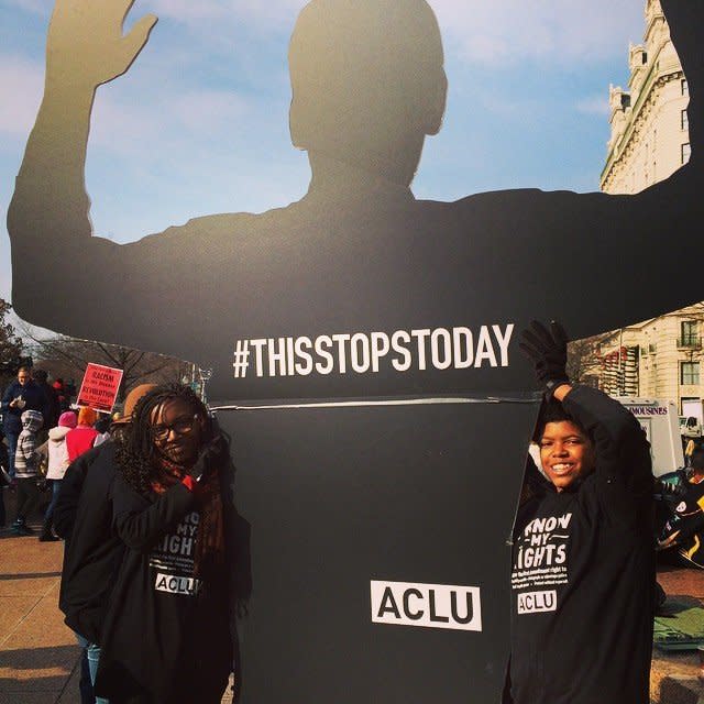 Protesters in Freedom Plaza in Washigton, DC on Saturday, Dec. 13, 2014. 