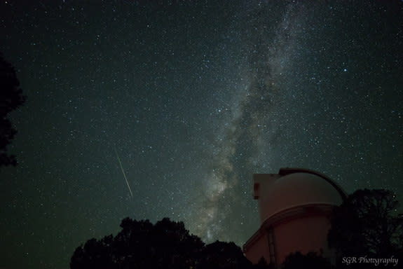 Stargazer Sergio Garcia Rill sent in a photo of a Perseid fireball captured early August 11, 2013, from the top of Mt. Locke in the Davis Mountains of west Texas. The Milky Way glows above, and below stands the the Harlan J. Smith telescope of