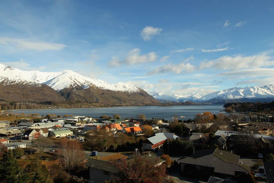 A view over the township of Wanaka and Mt. Aspiring in Wanaka, New Zealand.