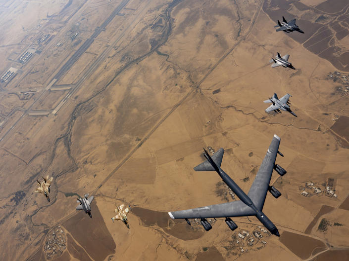American and Israeli aircrafts fly over Israel during the Juniper Oak military exercise (Israel Defense Force/U.S. Military's Central Command via AP file)