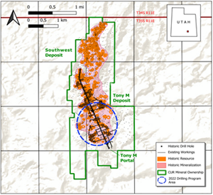 Tony M Uranium Mine located in the Henry Mountains is a large-scale, fully developed and permitted underground mine that produced nearly one million pounds of U3O8 during two different periods of operation, from 1979-1984 and from 2007-2008.