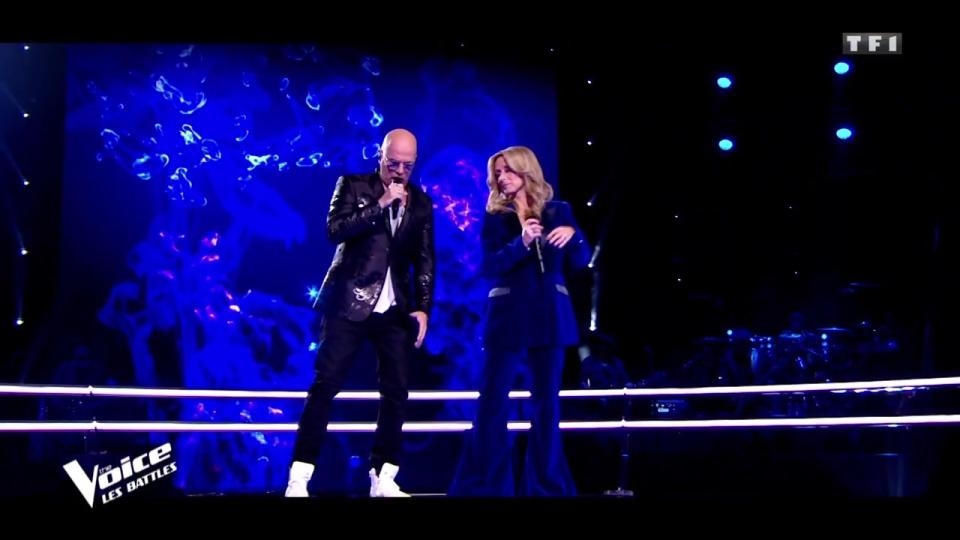 Lara Fabian et Pascal Obispo sur la scène des Battles de The Voice. © Capture d'écran TF1