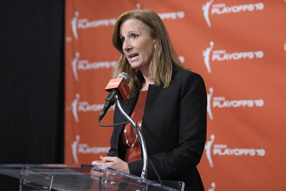 WNBA Commissioner Cathy Engelbert is still hopeful that the league can have a season this summer amid the coronavirus pandemic.