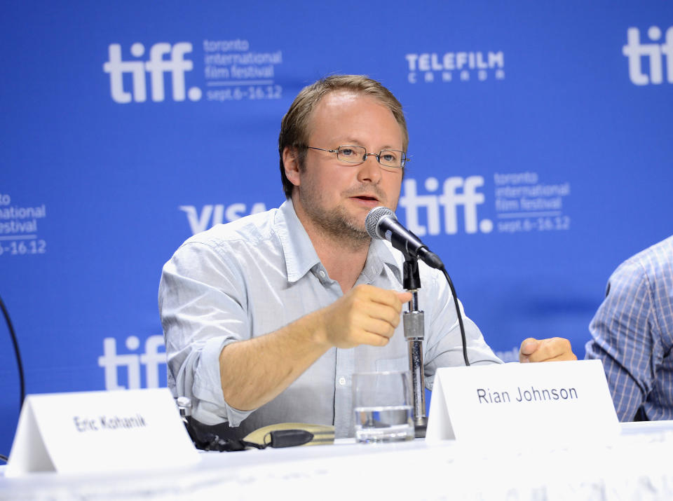 TORONTO, ON - SEPTEMBER 06: Director Rian Johnson speaks onstage at the "Looper" press conference during the 2012 Toronto International Film Festival at TIFF Bell Lightbox on September 6, 2012 in Toronto, Canada. (Photo by Jason Merritt/Getty Images)
