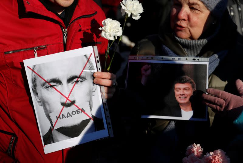 Rally marking the 5th anniversary of Russian opposition politician Boris Nemtsov's murder, in Saint Petersburg