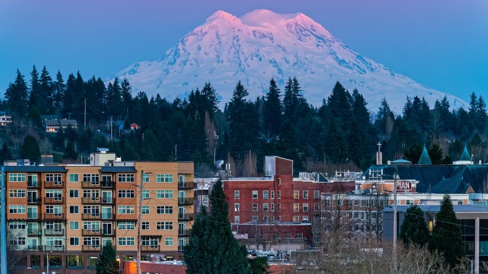 Sundown over Olympia Washington with Mt.