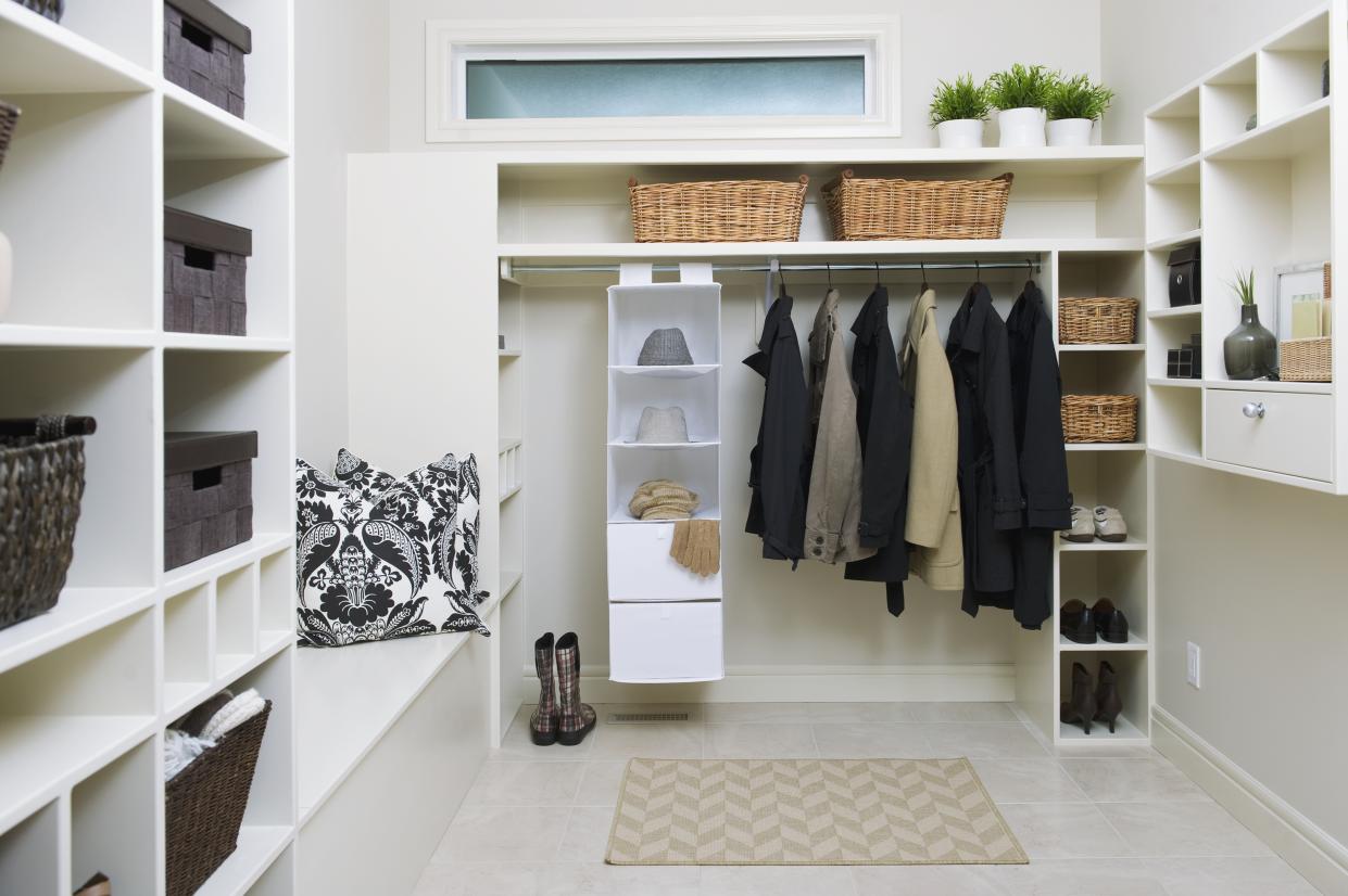  An organized walk-in closet. 