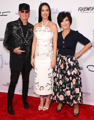 <p>Monica Schipper/Getty</p> (L-R): Keith Hudson, Katy Perry and Mary Perry