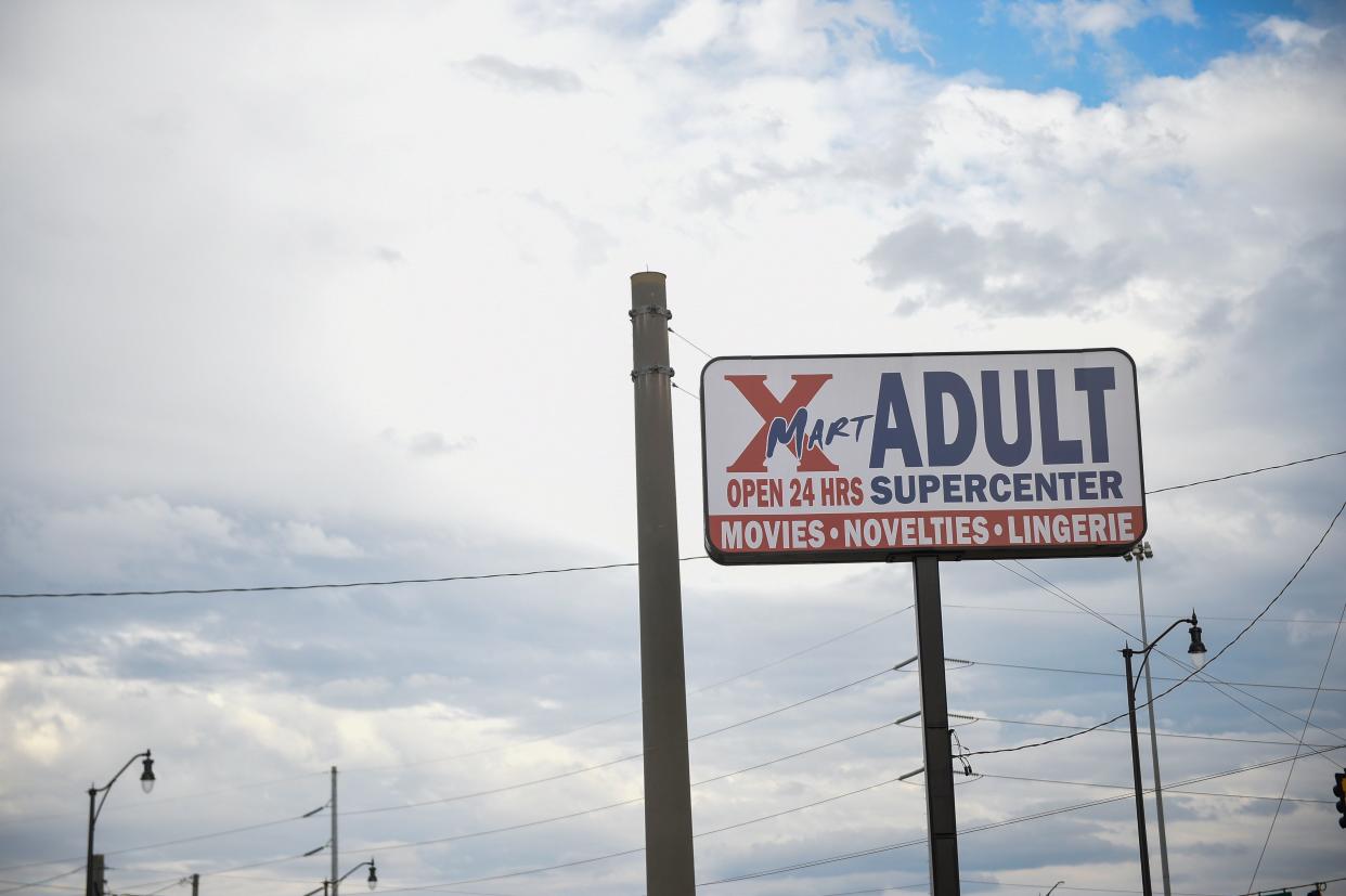 The sign for X-Mart Adult Supercenter off Gordon Highway on Wednesday, Nov. 2, 2022. Augusta is considering changing its adult entertainment ordinances.