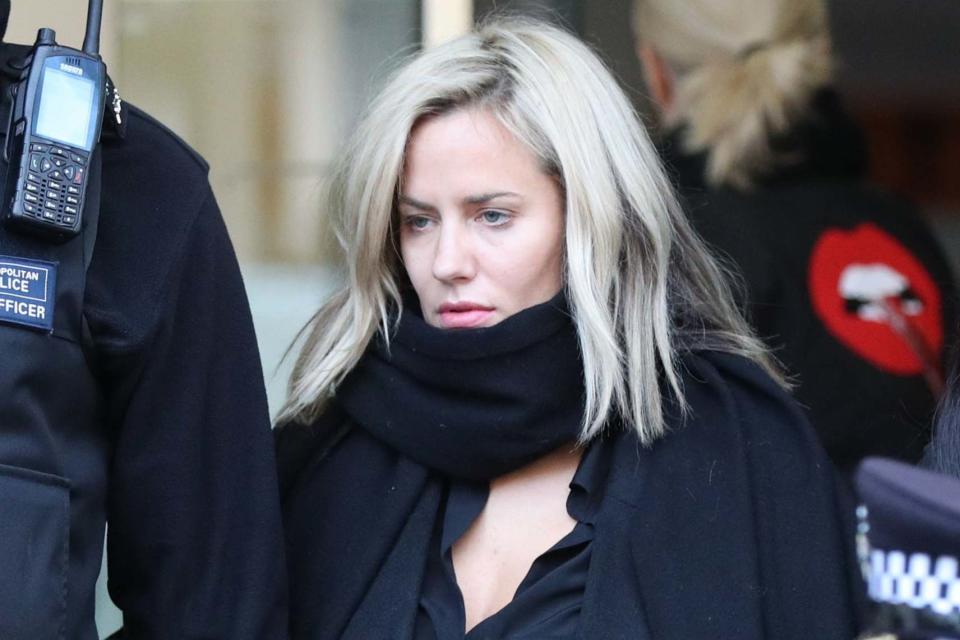 Caroline Flack leaving court after pleading not guilty to assaulting boyfriend Lewis Burton (Jonathan Brady/PA)