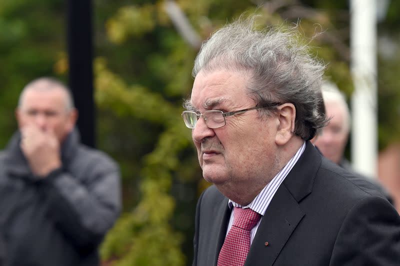 FILE PHOTO: Former SDLP leader, John Hume, arrives for the funeral mass of former Bishop Edward Daly at St. Eugene's Cathedral in Londonderry