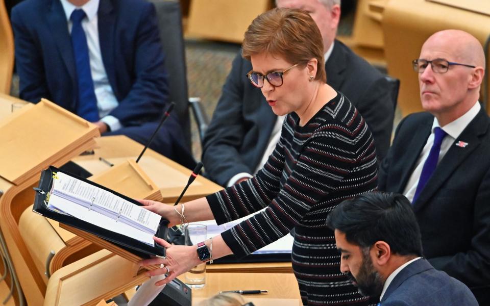 Nicola Sturgeon during First Minister's Questions on Thursday - Ken Jack/Getty Images