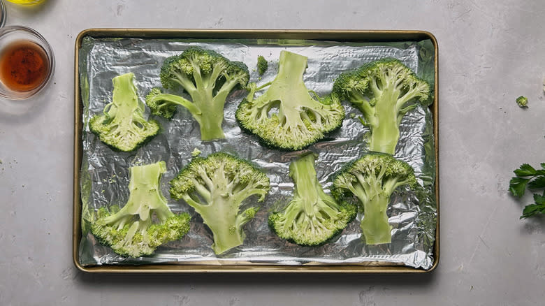 broccoli steaks on sheet tray