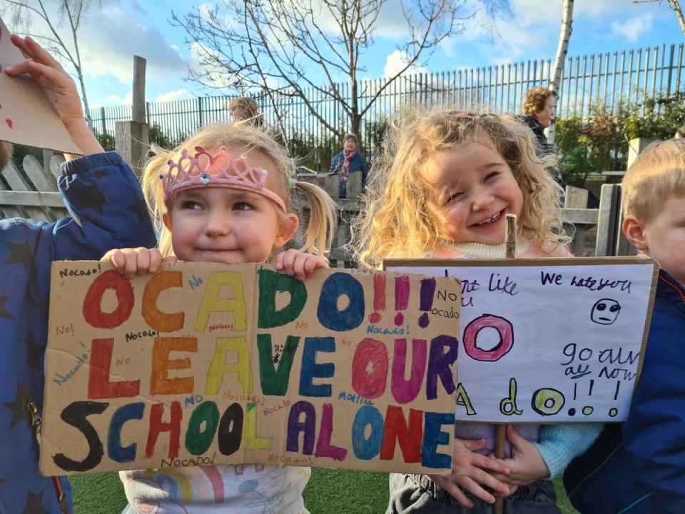 Children at Yerbury Primary School - some not born when the saga began in 2019 - celebrated the latest refusal of permission for an Ocado depot next to their school (@NOcado)