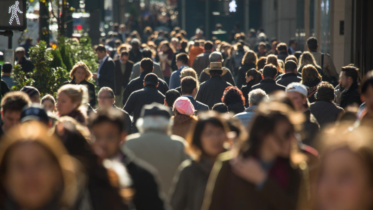 crowd of people walking