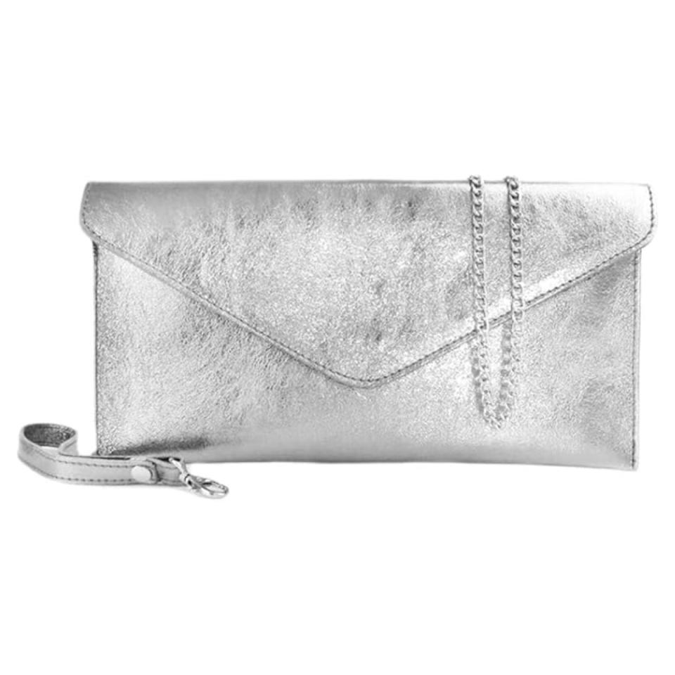 LeahWard Silver Envelope Clutch