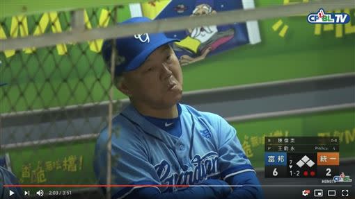 富邦悍將總教練洪一中。（圖／翻攝自CPBL TV）