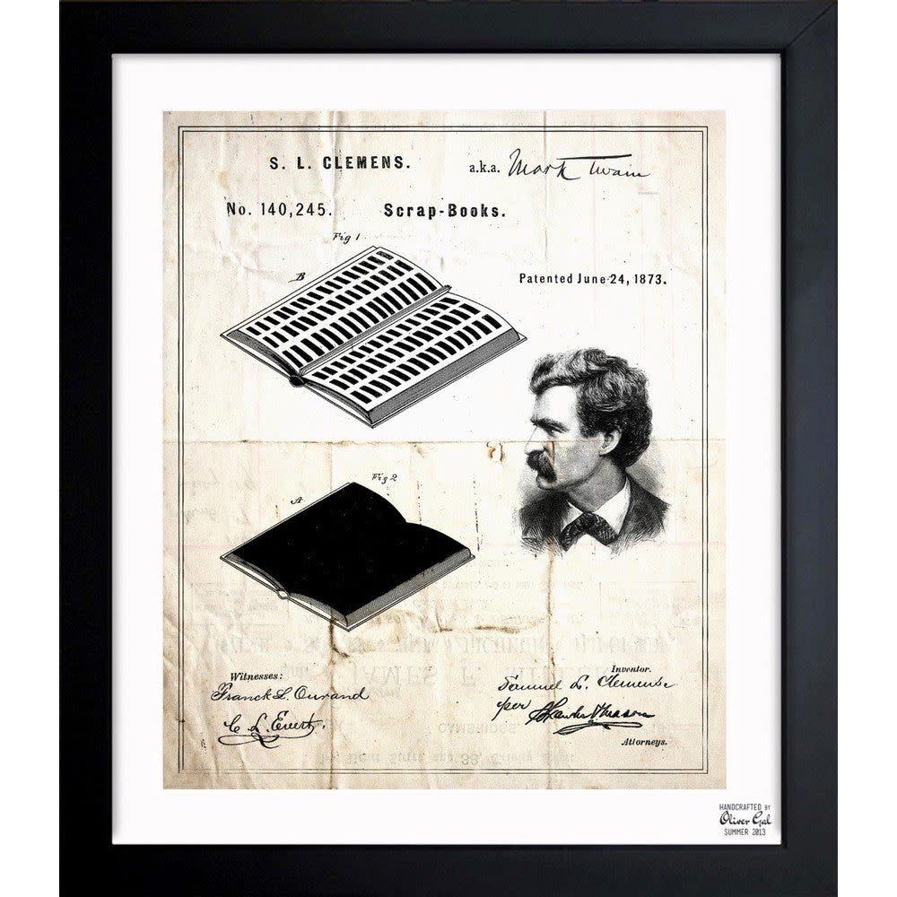 Oliver Gal 'Mark Twain'S Scrapbook 1873' Framed Blueprint Art