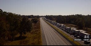 Image from state traffic camera on I-75 at the 407 mile marker, showing southbound traffic stalled Thursday at 1 p.m.