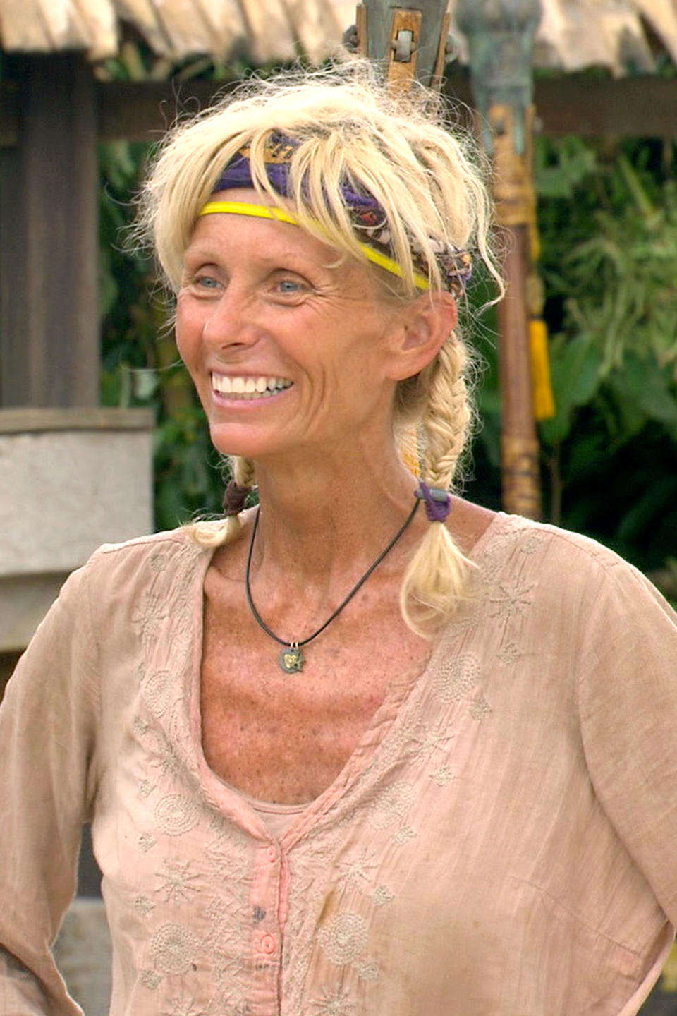 TINA WESSON: 
 Season 2 ( Survivor: The Australian Outback ), 
 Season 8 ( Survivor: All-Stars ), and Season 27 ( Survivor: Blood vs. Water)