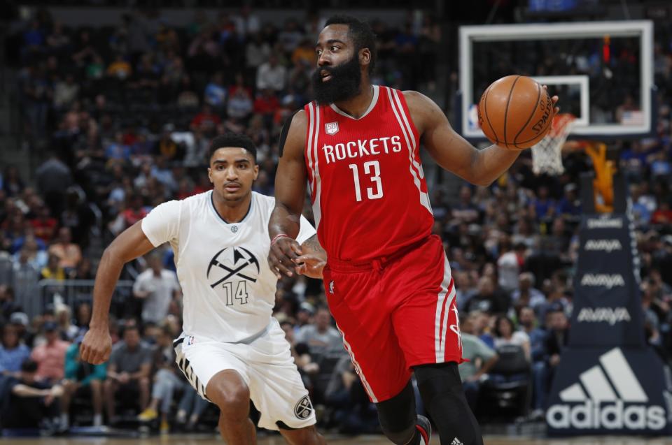 James Harden keeps it low-key on the court. (AP)