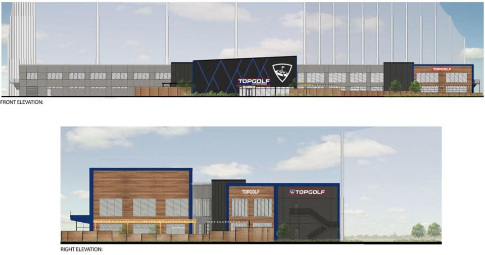 Renderings provided to the city of West Des Moines in July 2023 depict the Topgolf planned for the northwest corner of Jordan Creek and Mills Civic parkways.