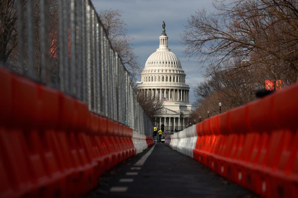 Steel fencing and barb wire surround the Capitol building as security is heightened ahead of Inauguration DayAP