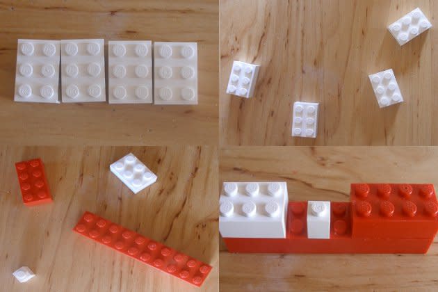 Es sind immer vier Legosteine unabhängig von Größe, Farbe und räumlicher Ausdehnung (Foto: M. Stiehler)
