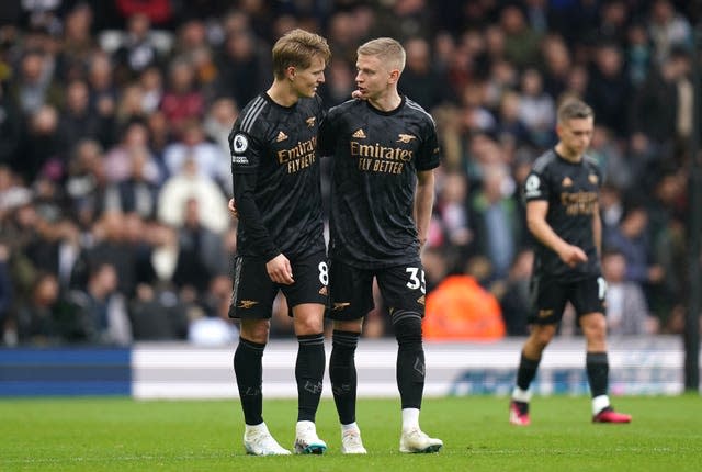 Oleksandr Zinchenko (right) with Arsenal team-mate Martin Odegaard 