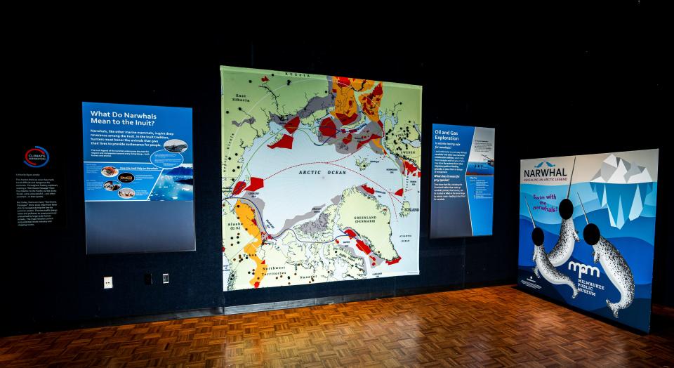 The Narwhal exhibit at the Milwaukee Public Museum opens  with features such as a life-sized male narwhal model, digital and physical interactive displays, and soundscapes at the Milwaukee Public Museum in Milwaukee.