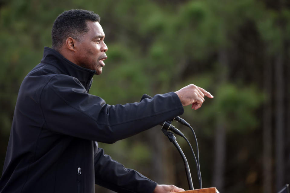 Republican Herschel Walker at a campaign rally on Dec. 4, 2022, in Loganville, GA.<span class="copyright">Alex Wong—Getty Images</span>