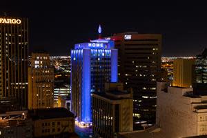 The Blue Flame was originally built in 1954 as the official headquarters to the now-Houston based El Paso Natural Gas Company. It covers .32 acres of the Downtown El Paso footprint and stands as an 18-story high-rise, making it the third tallest building in Downtown. Known for its “Blue Flame” globe that, when lit would correspond to the next day’s weather, the building was vacated on 1986 when EPNG relocated.