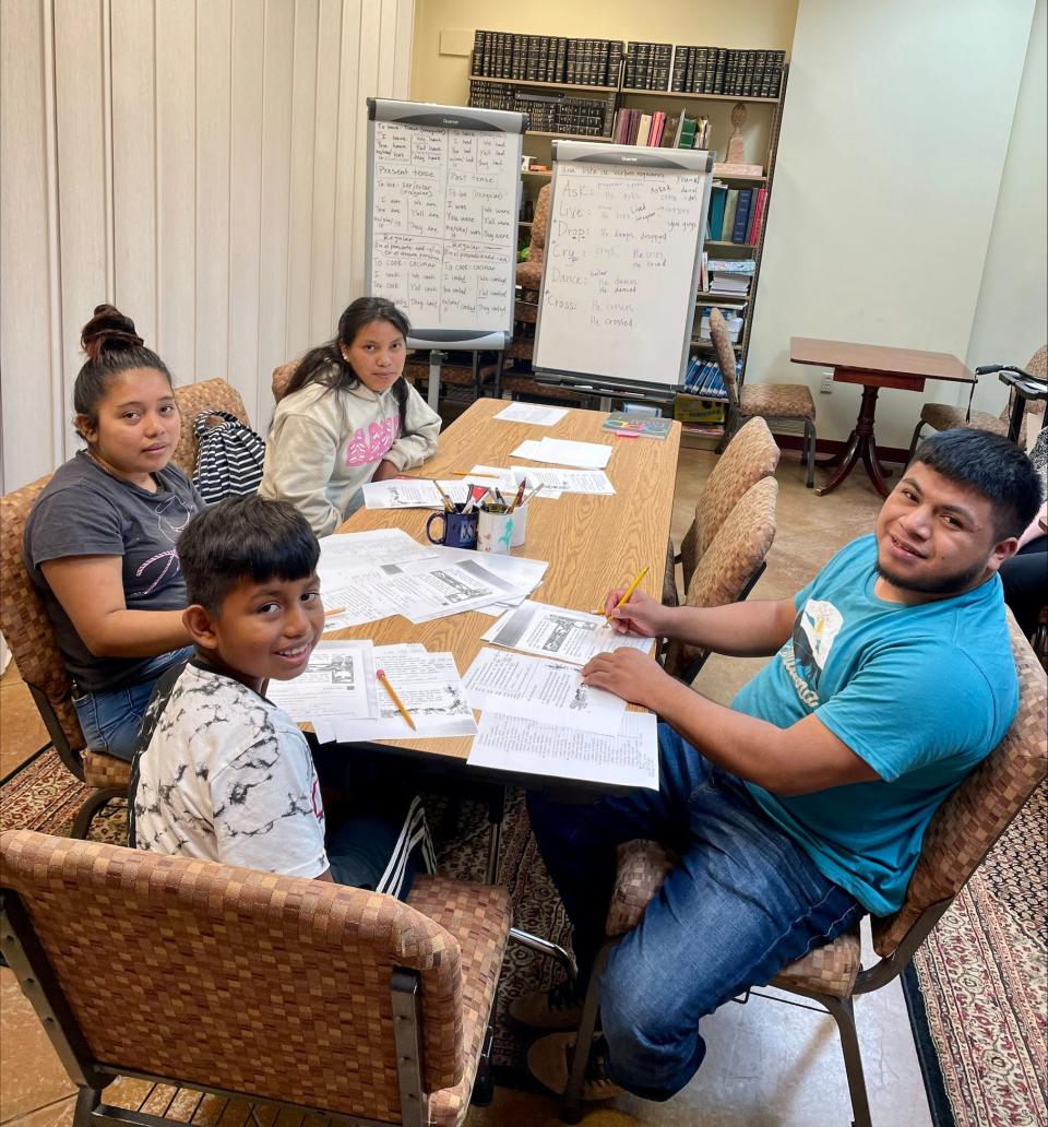 Students of all ages attend an English language class in June 2023 at the Collinsville Public Library in Northeast Alabama.