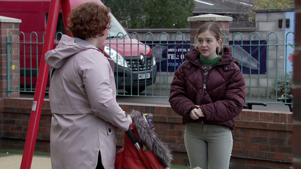 FROM ITV

STRICT EMBARGO - No Use Before Tuesday 3rd January 2023

Coronation Street - Ep 1085051

Friday 13th January 2023

Summer Spellman [HARRIET BIBBY] decides to meet up with Ava [THEA BEYLEVELD] but is shocked by what she discovers. 

Picture contact - David.crook@itv.com

This photograph is (C) ITV Plc and can only be reproduced for editorial purposes directly in connection with the programme or event mentioned above, or ITV plc. Once made available by ITV plc Picture Desk, this photograph can be reproduced once only up until the transmission [TX] date and no reproduction fee will be charged. Any subsequent usage may incur a fee. This photograph must not be manipulated [excluding basic cropping] in a manner which alters the visual appearance of the person photographed deemed detrimental or inappropriate by ITV plc Picture Desk. This photograph must not be syndicated to any other company, publication or website, or permanently archived, without the express written permission of ITV Picture Desk. Full Terms and conditions are available on  www.itv.com/presscentre/itvpictures/terms
                                                                          