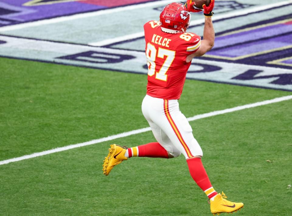 Travis Kelce, action, 2024 Super Bowl