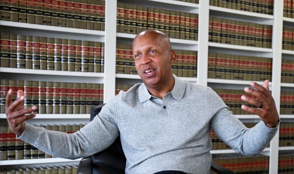Equal Justice Initiative founder and Executive Director Bryan Stevenson is shown at the Equal Justice Initiative offices in Montgomery, Ala., on Thursday, March 31, 2022.