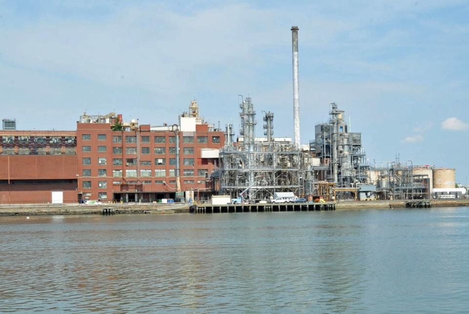 The Twin Rivers Technologies plant in Quincy as seen from Weymouth.