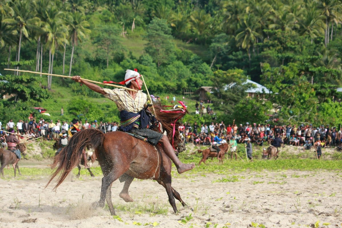 Pasola in play, a mounted spear-fighting competition from Sumba (Getty Images)