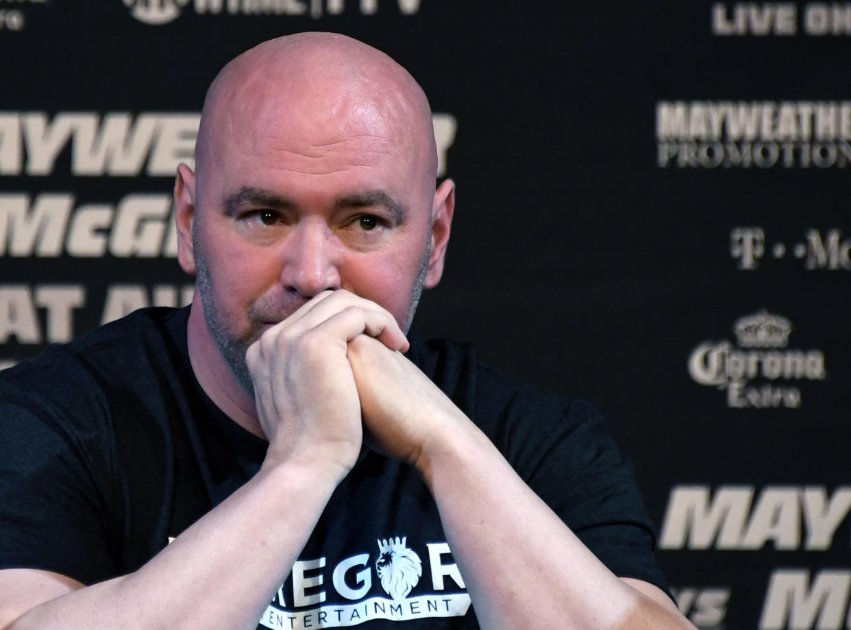 UFC president Dana White discussed the lightweight title picture, the upcoming heavyweight title fight between Stipe Miocic and Francis Ngannou, and his interest in promoting boxing in his wide-ranging interview with Yahoo Sports. (Getty Images)