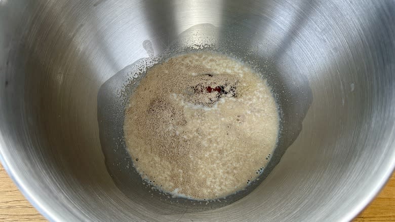yeast mixture in bowl