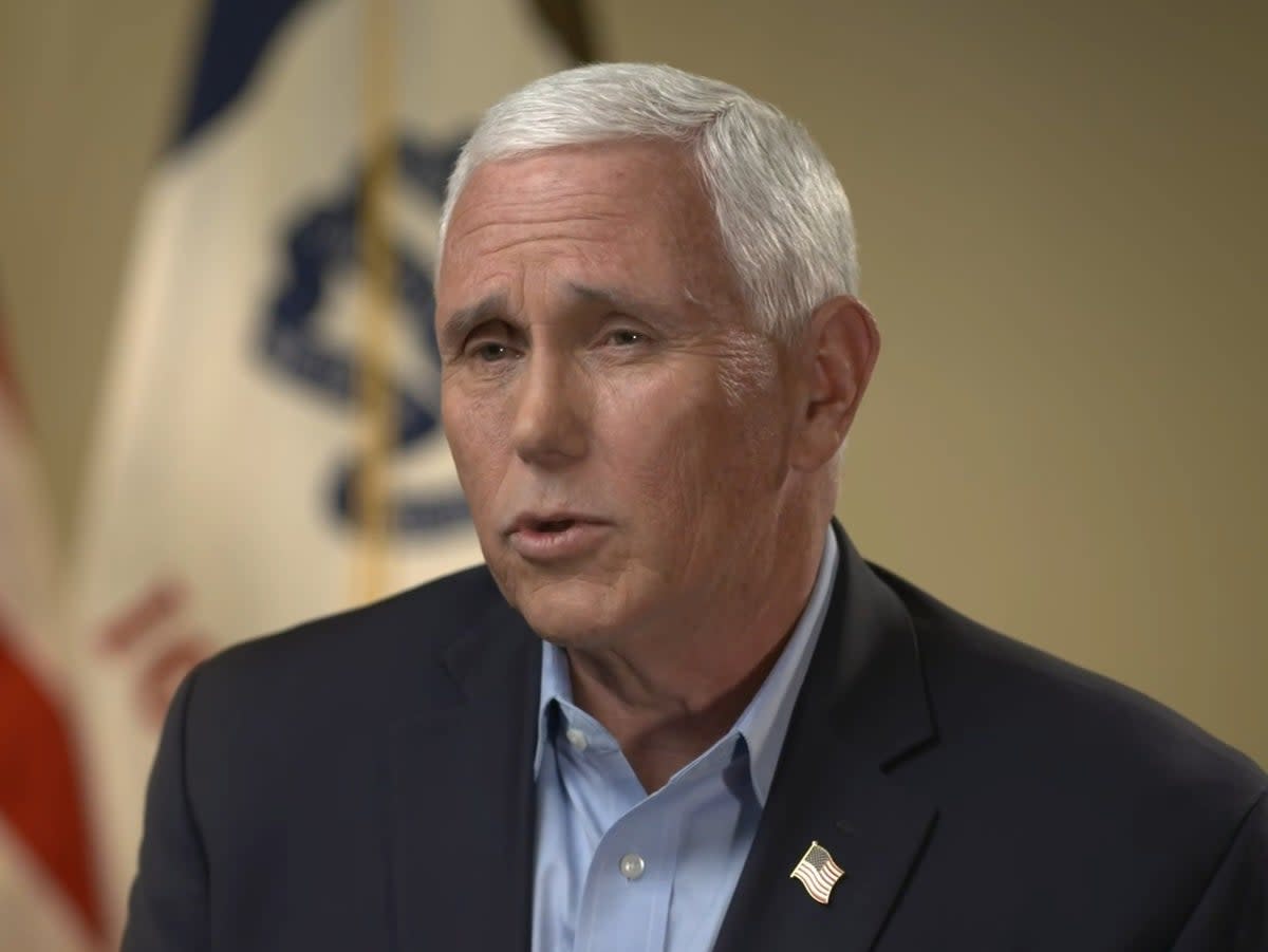 Mike Pence appears on CBS’s ‘Face the Nation’ on Sunday 23 April 2023 (CBS)