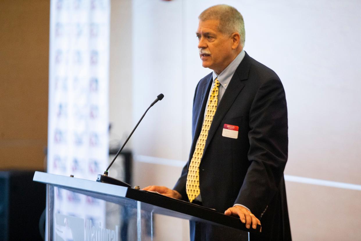 David Archer, president of Christian Brothers University, speaks during the “Truth in Data: Understanding the Black Business Journey” information session at the National Civil Rights Museum in Memphis, Tenn., on Wednesday, October 11, 2023.