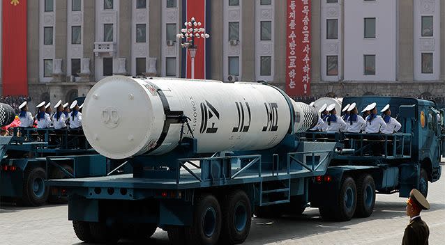 Missiles were on display during the parade. Photo: AP