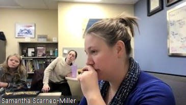 West Virginia University professor Samantha Scarneo-Miller and her masters-level students talk during a video call with a Courier Journal reporter as they review all venue-specific athletic emergency action plans for public schools in Kentucky.