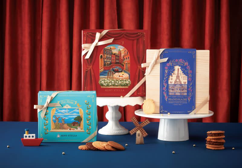 ▲詩特莉3款全新歐洲主題窗景松木禮盒。（圖／Aunt Stella提供）