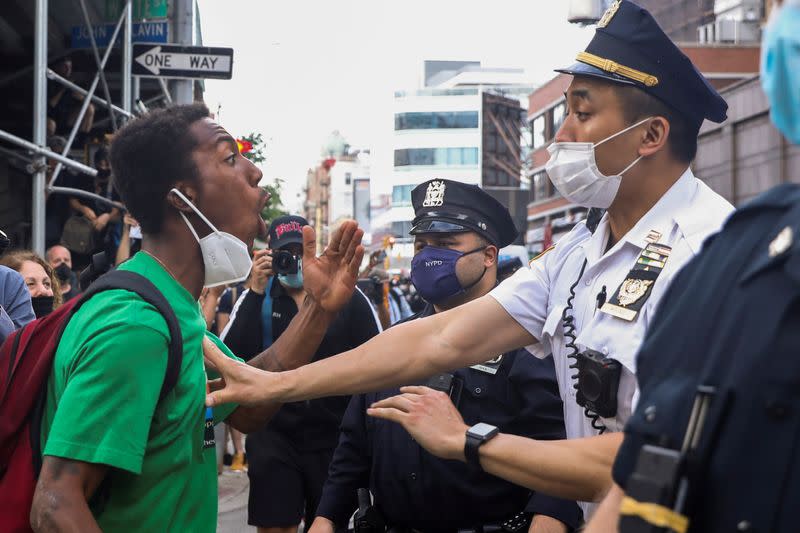 Protest against the death of African-American man George Floyd, in New York