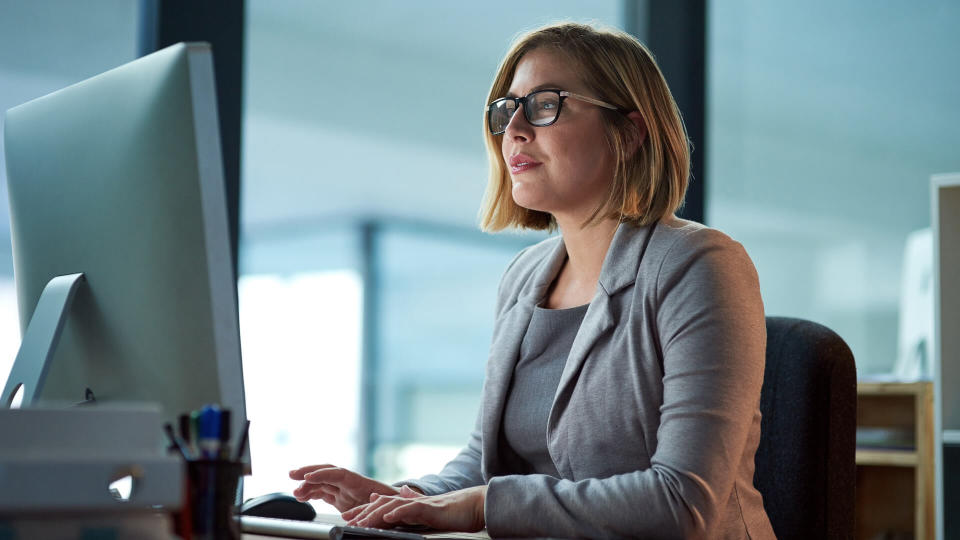 Cropped shot of a businesswoman working late at night in her office.