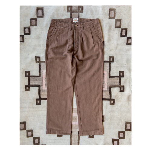 PLEATED COTTON - LINEN PANTS - taupe brown